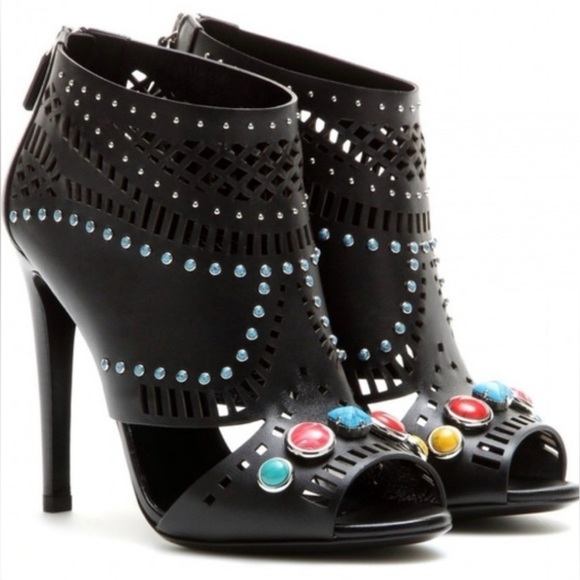 [Gucci] Black Lika Bejeweled Studded Toe Stiletto Heels Women’s EU/IT 36 / US 6 - Picture 1 of 13